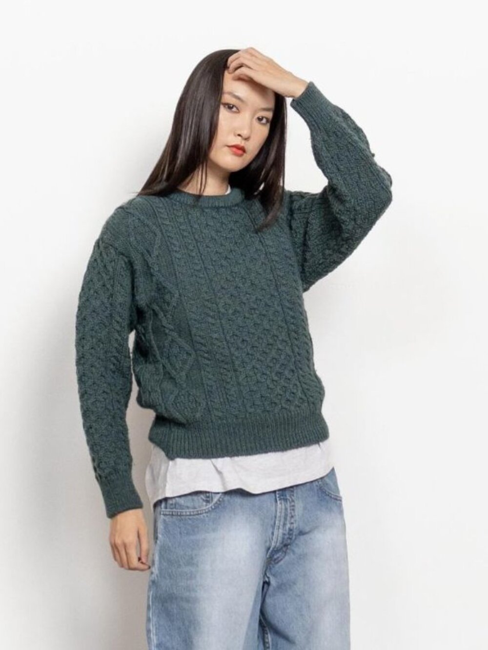 Vintage Aran Crafts Wool Cable Knit Sweater, Ireland